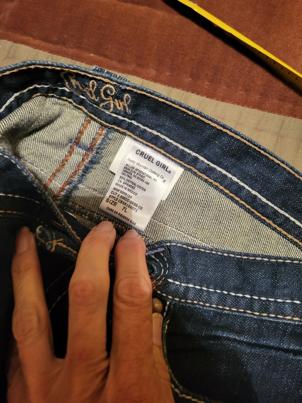 Vintage Retro 1990's Cruel Girl Dark Blue Bootcut Jeans with Contrast Stitching